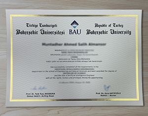 Bahçeşehir University diploma