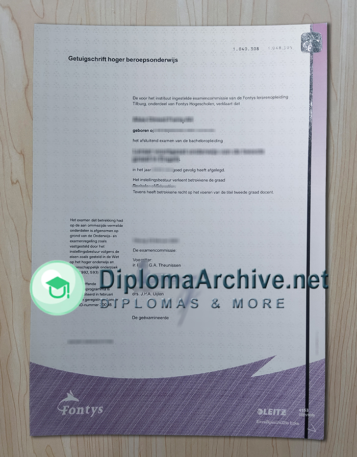 Fontys University of Applied Sciences diploma