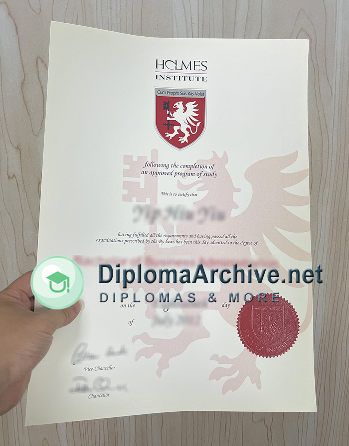 Holmes Institute diploma