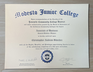 Modesto Junior College diploma