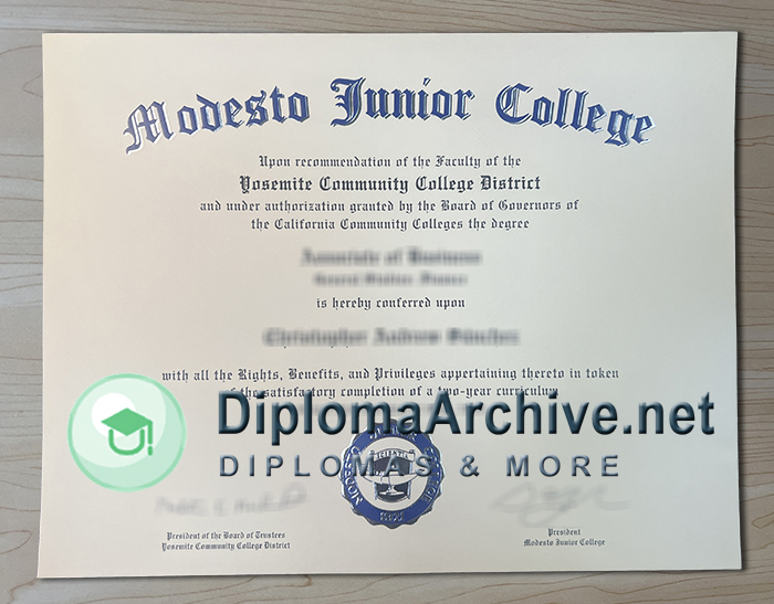 Modesto Junior College diploma
