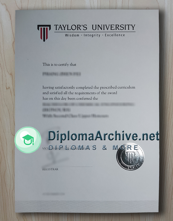 Taylor's University diploma