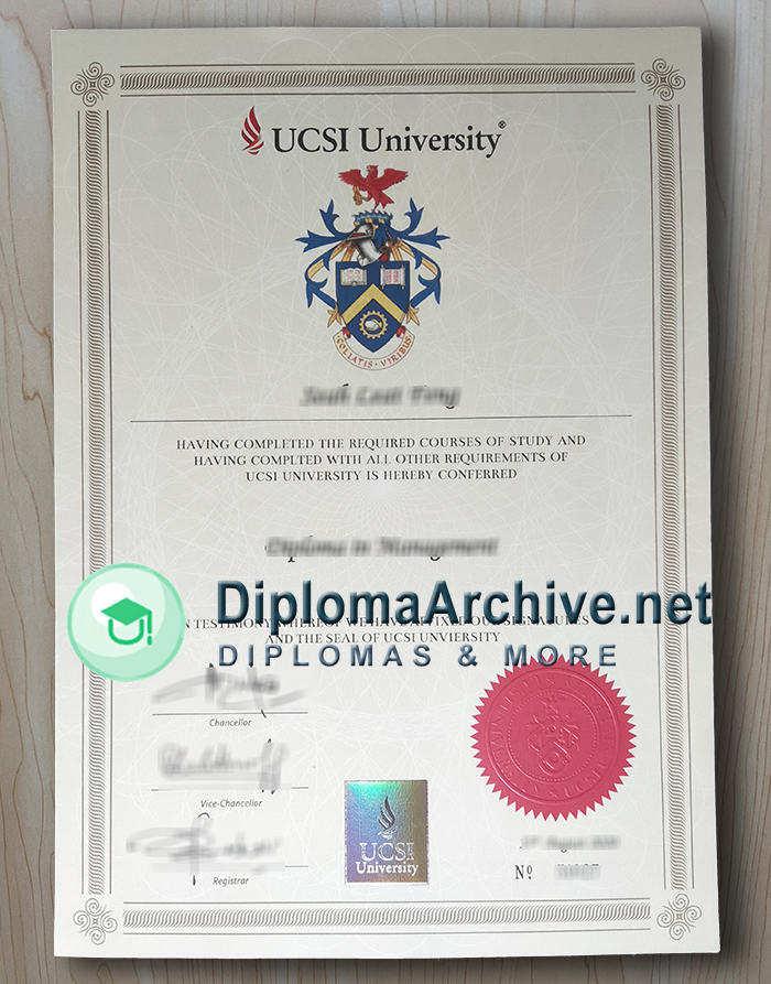 UCSI University diploma