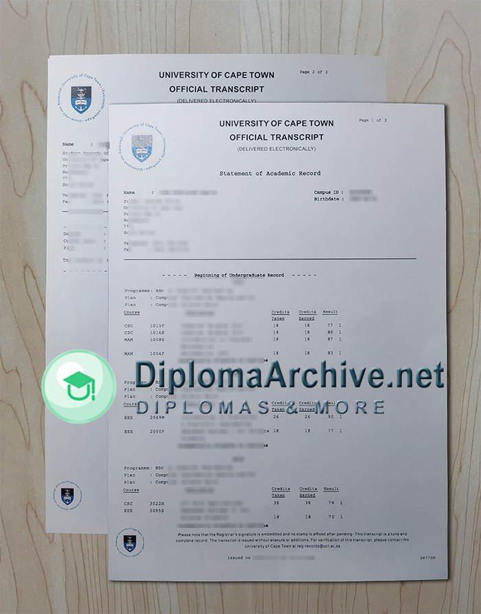 University of Cape Town transcript