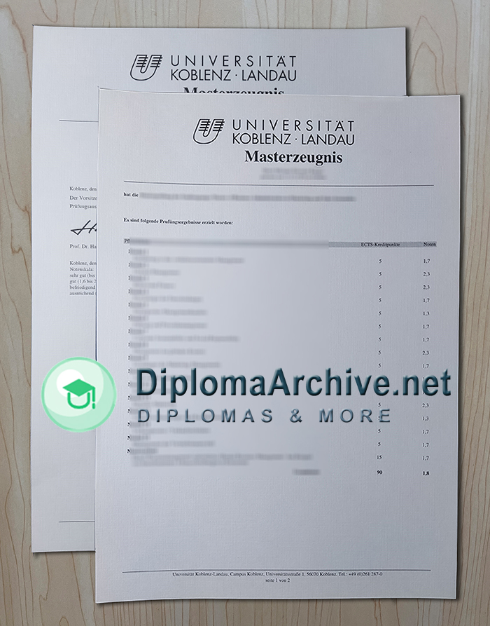 University of Koblenz and Landau transcript