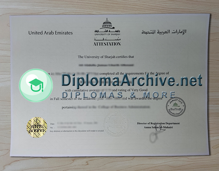 University of Sharjah diploma