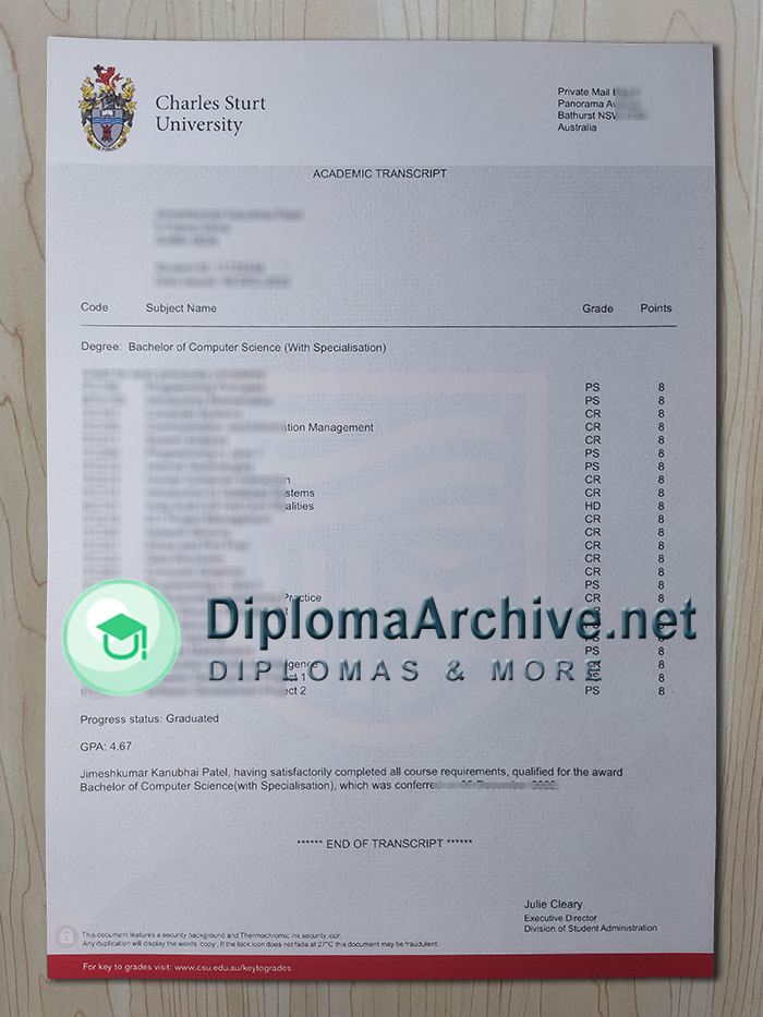 Charles Sturt University transcript