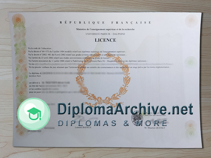 Paris Dauphine University diploma