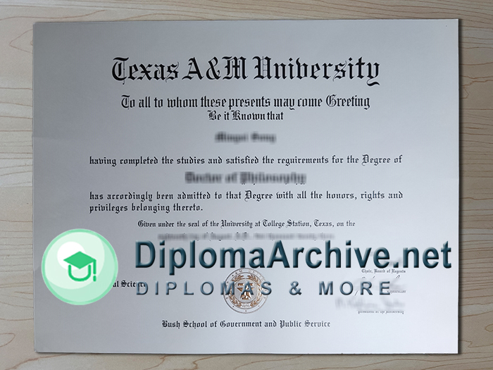Texas A&M University diploma