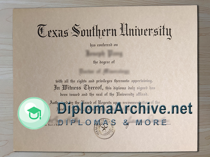 Texas Southern University diploma