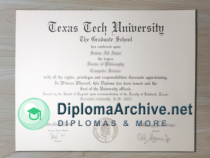 Texas Tech University diploma
