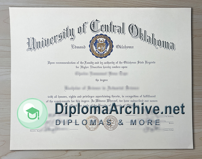 University of Central Oklahoma diploma