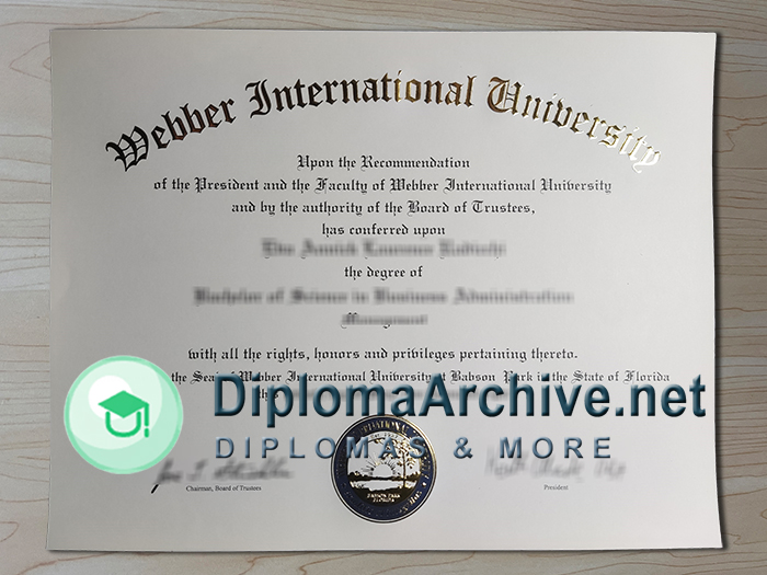 Webber International University diploma