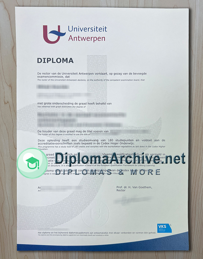 University of Antwerp diploma