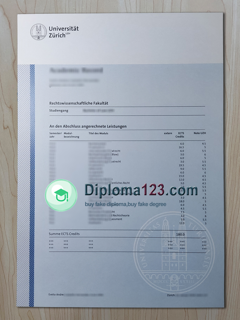 University of Zurich transcript