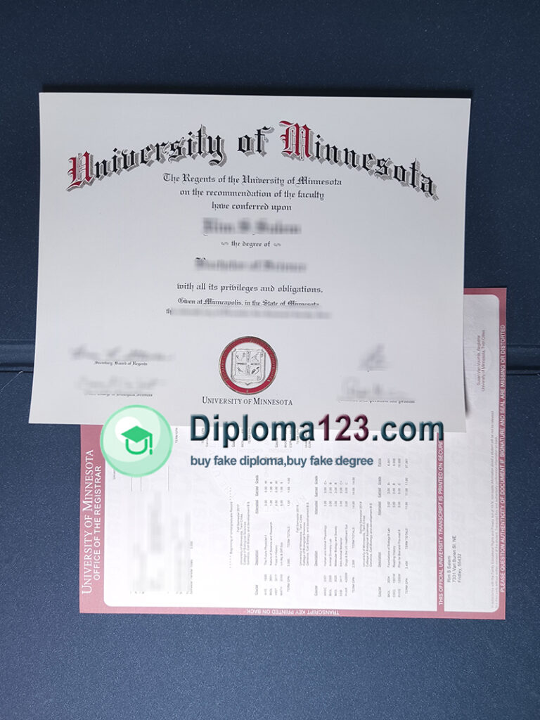 University of Minnesota diploma and transcript